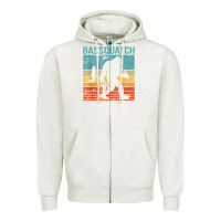 Oatmeal Heather bassquatch! funny bigfoot fishing outdoor retro Zipper Hoodie - linhVisuals