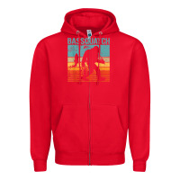 Red bassquatch! funny bigfoot fishing outdoor retro Zipper Hoodie - linhVisuals