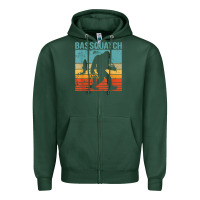 Sports Green bassquatch! funny bigfoot fishing outdoor retro Zipper Hoodie - linhVisuals
