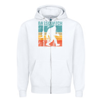 White bassquatch! funny bigfoot fishing outdoor retro Zipper Hoodie - linhVisuals