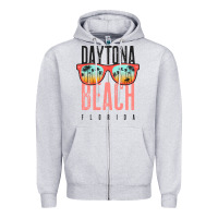 Heather Grey daytona beach shirt florida summer vacation surfing daytona sweatshirt Zipper Hoodie - linhVisuals