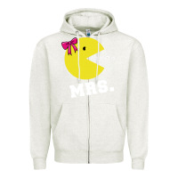 Oatmeal Heather Mrs Pacman Zipper Hoodie - linhVisuals