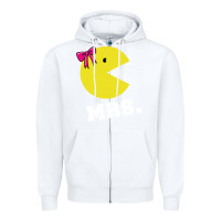 White Mrs Pacman Zipper Hoodie - linhVisuals