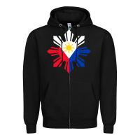 Black philippine flag hoodie pinoy flag filipino shirt pinoy sun Zipper Hoodie - linhVisuals