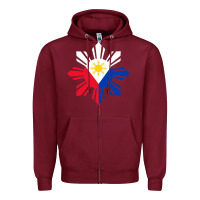 Burgundy philippine flag hoodie pinoy flag filipino shirt pinoy sun Zipper Hoodie - linhVisuals