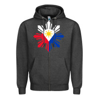 Charcoal Heather philippine flag hoodie pinoy flag filipino shirt pinoy sun Zipper Hoodie - linhVisuals