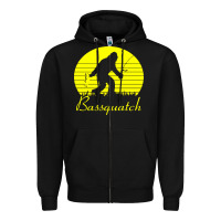 Black bassquatch bigfoot Zipper Hoodie - linhVisuals