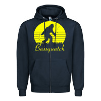 Navy bassquatch bigfoot Zipper Hoodie - linhVisuals