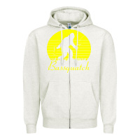 Oatmeal Heather bassquatch bigfoot Zipper Hoodie - linhVisuals