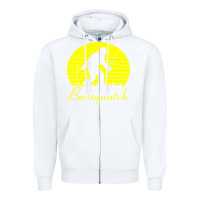 White bassquatch bigfoot Zipper Hoodie - linhVisuals