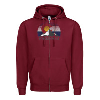 Burgundy breckenridge colorado x co flag mountain peak raglan baseball tee Zipper Hoodie - linhVisuals