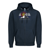 Navy breckenridge colorado x co flag mountain peak raglan baseball tee Zipper Hoodie - linhVisuals