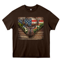 Chocolate Brown usa deer hunting Heavy Core Tee - CowGirlArtShop