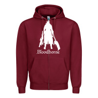 Burgundy bloodborne zipped Zipper Hoodie - linhVisuals