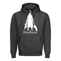 Charcoal Heather bloodborne zipped Zipper Hoodie - linhVisuals