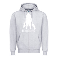 Heather Grey bloodborne zipped Zipper Hoodie - linhVisuals