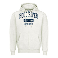 Oatmeal Heather hood river oregon or vintage sports established navy design t shirt Zipper Hoodie - linhVisuals