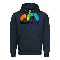 Navy miami open Zipper Hoodie - linhVisuals