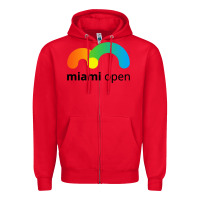 Red miami open Zipper Hoodie - linhVisuals