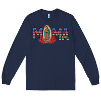 Navy Mama Our Lady Long Sleeve Tee - CowhideDigitalArt