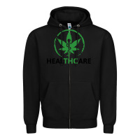 Black healthcare thc marijuana cannabis medical Zipper Hoodie - linhVisuals