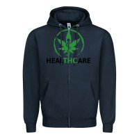 Navy healthcare thc marijuana cannabis medical Zipper Hoodie - linhVisuals