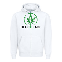 White healthcare thc marijuana cannabis medical Zipper Hoodie - linhVisuals