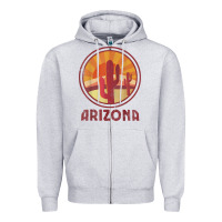 Heather Grey arizona cactus sunset scene graphic t shirt Zipper Hoodie - linhVisuals