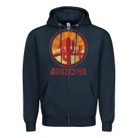 Navy arizona cactus sunset scene graphic t shirt Zipper Hoodie - linhVisuals