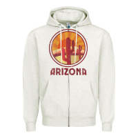 Oatmeal Heather arizona cactus sunset scene graphic t shirt Zipper Hoodie - linhVisuals