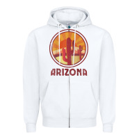 White arizona cactus sunset scene graphic t shirt Zipper Hoodie - linhVisuals
