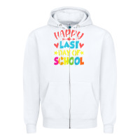 White happy last day of school teacher boys girls school last day Zipper Hoodie - linhVisuals