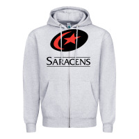 Heather Grey saracens Zipper Hoodie - linhVisuals