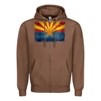 Chestnut arizona flag in grungy style raglan baseball tee Zipper Hoodie - linhVisuals