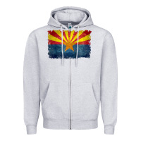 Heather Grey arizona flag in grungy style raglan baseball tee Zipper Hoodie - linhVisuals