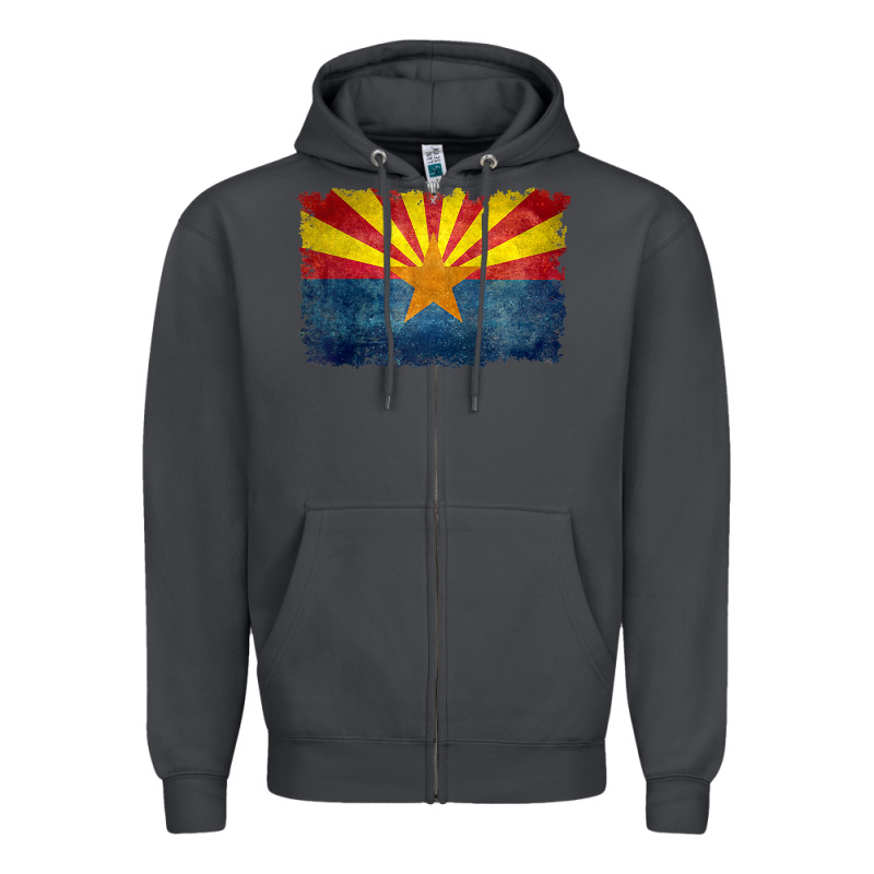 Arizona Flag In Grungy Style Raglan Baseball Tee Zipper Hoodie by linhVisuals | Teevron