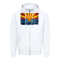 White arizona flag in grungy style raglan baseball tee Zipper Hoodie - linhVisuals