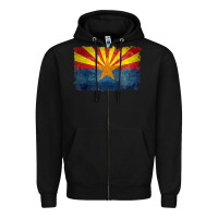 Black arizona flag in grungy style raglan baseball tee Zipper Hoodie - linhVisuals