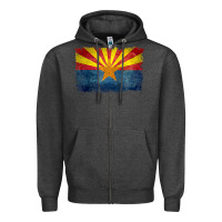 Charcoal Heather arizona flag in grungy style raglan baseball tee Zipper Hoodie - linhVisuals