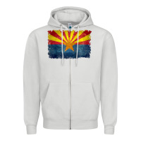 Dove Grey arizona flag in grungy style raglan baseball tee Zipper Hoodie - linhVisuals