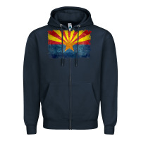 Navy arizona flag in grungy style raglan baseball tee Zipper Hoodie - linhVisuals