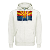 Oatmeal Heather arizona flag in grungy style raglan baseball tee Zipper Hoodie - linhVisuals