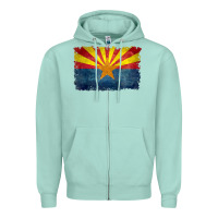 Seafoam arizona flag in grungy style raglan baseball tee Zipper Hoodie - linhVisuals