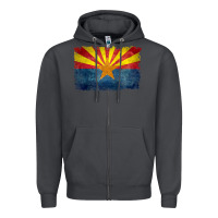 Arizona Flag In Grungy Style Raglan Baseball Tee Zipper Hoodie | Teevron