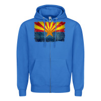 True Royal arizona flag in grungy style raglan baseball tee Zipper Hoodie - linhVisuals
