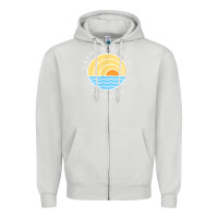 Dove Grey cayman islands retro colorful ocean sunset palm tree novelty Zipper Hoodie - linhVisuals