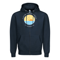 Navy cayman islands retro colorful ocean sunset palm tree novelty Zipper Hoodie - linhVisuals