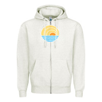 Oatmeal Heather cayman islands retro colorful ocean sunset palm tree novelty Zipper Hoodie - linhVisuals