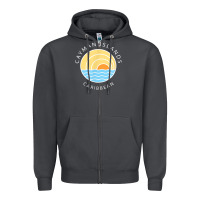 Smoke cayman islands retro colorful ocean sunset palm tree novelty Zipper Hoodie - linhVisuals