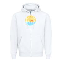 White cayman islands retro colorful ocean sunset palm tree novelty Zipper Hoodie - linhVisuals